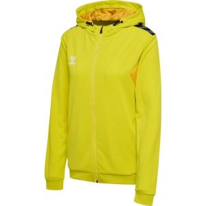 Damska poliestrowa bluza dresowa zapinana na zamek z kapturem Hummel Authentic. Żółte bluzy Hummel, bez wzorów, z dresówki, z kapturem. Za 277,50 zł.