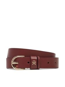Tommy Hilfiger Pasek Damski Essential Effortless 2.5 Go AW0AW16836 Bordowy. Czerwone paski TOMMY HILFIGER, bez wzorów, ze skóry. Za 189,99 zł.