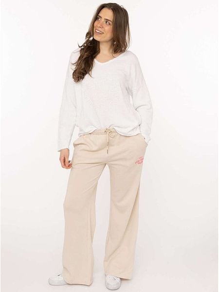 Zwillingsherz Spodnie dresowe "Feel Good Club" w kolorze beżowym rozmiar: S/M. Brązowe spodnie dresowe Zwillingsherz, m, bez wzorów, z bawełny. Za 126,99 zł.