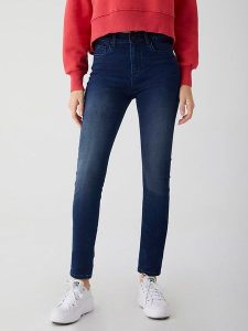 LTB Dżinsy "Amy X Ferla" - Skinny fit - w kolorze granatowym rozmiar: W34/L28. Niebieskie jeansy LTB, z aplikacjami, ze skóry, z podwyższonym stanem. Za 79,03 zł.