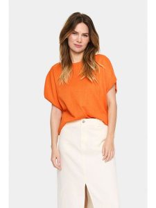 SAINT TROPEZ Sweter "Mila" w kolorze pomarańczowym rozmiar: L. Pomarańczowe swetry oversize Saint Tropez, l, bez wzorów, bez ramiączek. Za 100,99 zł.