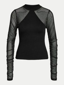 Noisy May Bluzka Maya 27032594 Czarny Regular Fit. Czarne bluzki Noisy may, m, bez wzorów, z bawełny, bez kołnierzyka, bez ramiączek. Za 159,99 zł.