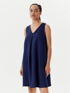 United Colors Of Benetton Sukienka letnia 4AGHDV0AX Granatowy Relaxed Fit. Niebieskie kombinezony United Colors of Benetton, na lato, xs, bez wzorów, ze lnu, bez kołnierzyka, bez ramiączek. Za 179,99 zł.