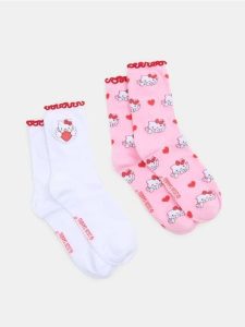 Długie skarpety 2 pack Hello Kitty - wielobarwny. Skarpetki Sinsay, bez wzorów. Za 12,99 zł.