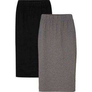 Spódnica z dżerseju ze stretchem (2 szt.). Szare spódnice bonprix, bez wzorów, z dżerseju. Za 65,98 zł.