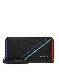 Desigual Portfel 24WAYP07 Czarny. Czarne portfele Desigual, bez wzorów, ze skóry. Za 139,99 zł.
