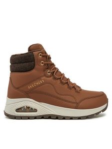 Skechers Botki 177179 Brązowy. Brązowe botki Skechers, bez wzorów, ze skóry, bez obcasa, na płaskiej podeszwie, bez zapięcia. Za 379,99 zł.