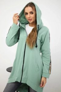 Bluza z suwakiem z tyłu ciemna miętowa. Zielone bluzy KESI, l, bez wzorów, z bawełny, z kapturem. Za 198,65 zł.