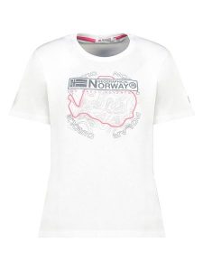 Geographical Norway Koszulka w kolorze białym rozmiar: XXL. Białe bluzki Geographical Norway, xxl, bez wzorów, z bawełny, bez kołnierzyka, bez ramiączek. Za 52,67 zł.