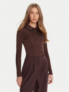 HUGO Bluzka Darosevil 50543100 Brązowy Regular Fit. Brązowe bluzki Hugo, s, bez wzorów, z wiskozy, bez kołnierzyka, bez ramiączek. Za 399,99 zł.