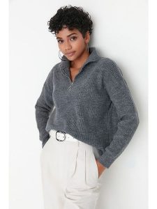 Trendyol Sweter w kolorze antracytowym rozmiar: S. Czarne swetry oversize Trendyol, s, bez wzorów, ze splotem, bez ramiączek. Za 130,99 zł.