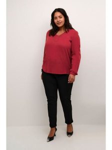 KAFFE curve Bluzka w kolorze bordowym rozmiar: 42. Czerwone bluzki KAFFE curve, bez wzorów, z wiskozy, bez kołnierzyka, bez ramiączek. Za 43,99 zł.