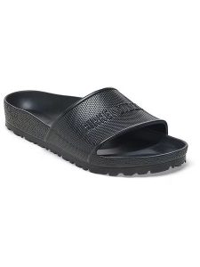Birkenstock Klapki "Barbados" w kolorze czarnym rozmiar: 39. Czarne klapki Birkenstock, bez wzorów, z otwartym noskiem, bez obcasa. Za 153,71 zł.