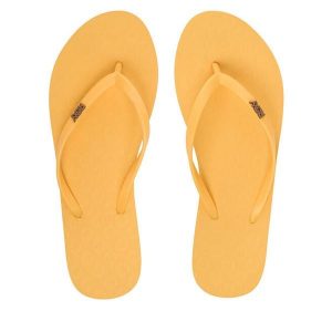Japonki Roxy. Żółte klapki Roxy, bez wzorów, bez obcasa. Za 69,99 zł.