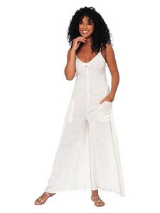 Aller Simplement Kombinezon w kolorze białym rozmiar: 38/40. Białe kombinezony Aller Simplement, bez wzorów, z bawełny, bez kołnierzyka, bez ramiączek. Za 86,99 zł.