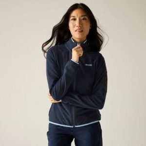 Damska bluza polarowa Rivendell z zamkiem błyskawicznym. Niebieskie bluzy Regatta, bez wzorów, z polaru, bez kaptura. W wyprzedaży za 229,99 zł.