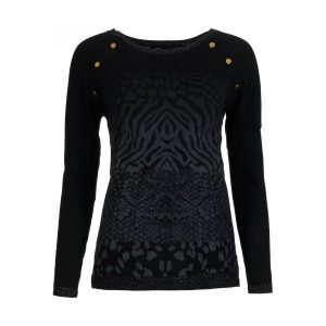 Desigual Sweter Damski Gaea S Czarny. Swetry klasyczne marki Desigual. W wyprzedaży za 173,00 zł.