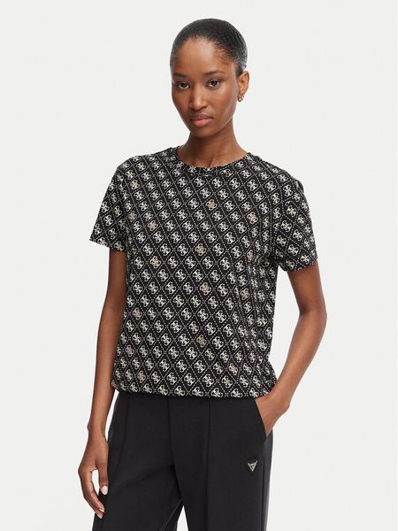 Guess T-Shirt V5BI14 I3Z14 Czarny Regular Fit. Czarne t-shirty Guess, xs, z aplikacjami, z bawełny, bez kołnierzyka, bez ramiączek. Za 214,99 zł.