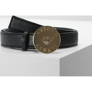 Emporio Armani CINTURA FIANCO GRAINY LOGO BELT Pasek nero. Paski marki Emporio Armani. Za 379,00 zł.