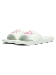 Puma Klapki "Cool Cat 2.0" w kolorze biało-jasnoróżowym rozmiar: 44,5. Białe klapki Puma, bez wzorów, z otwartym noskiem, bez obcasa. Za 94,95 zł.