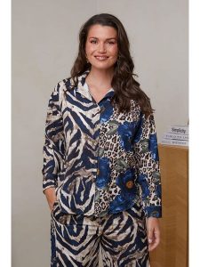 Curvy Lady Koszula w kolorze beżowo-granatowym rozmiar: 44/46. Brązowe koszule Curvy Lady, bez wzorów, bez kołnierzyka, bez ramiączek. Za 140,20 zł.