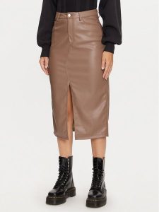 ONLY Spódnica z imitacji skóry Kiri 15324778 Brązowy Regular Fit. Brązowe spódnice ONLY, m, bez wzorów, ze skóry. Za 89,99 zł.
