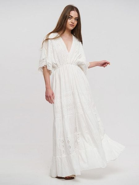 BLE Sukienka w kolorze białym rozmiar: onesize. Białe sukienki BLE, bez wzorów, z bawełny, bez kołnierzyka, bez ramiączek, maxi. Za 122,38 zł.