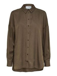 SELECTED FEMME Koszula "Sanni" - Relaxed fit - w kolorze brązowym rozmiar: 34. Brązowe koszule Selected Femme, bez wzorów, z lyocellu, bez kołnierzyka, bez ramiączek. Za 114,71 zł.