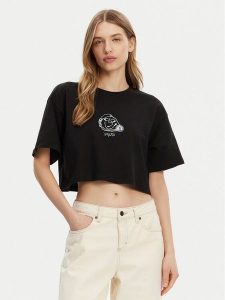 Vans T-Shirt VN000MC5BLK1 Czarny Regular Fit. Czarne t-shirty Vans, xl, bez wzorów, z bawełny, bez kołnierzyka, bez ramiączek. Za 89,99 zł.
