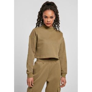 Bluza damska Urban Classics cropped oversized high neck crew. Zielone bluzy Urban Classics, bez wzorów, bez kaptura. Za 183,50 zł.