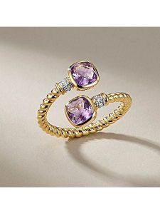 DIA DIAMONDS Pozłacany pierścionek z diamentami i ametystami rozmiar: 56. Różowe pierścionki DIA DIAMONDS, z ametystem, pozłacane. Za 267,95 zł.