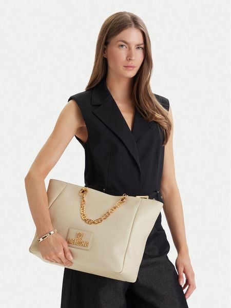 LOVE MOSCHINO Torebka JC4164PP1OL1211A Beżowy. Brązowe shopper bag LOVE MOSCHINO, bez wzorów, ze skóry, bez dodatków. Za 669,99 zł.
