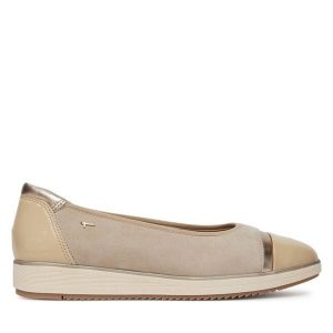 Baleriny Tamaris. Brązowe balerinki Tamaris, bez wzorów, bez obcasa, bez zapięcia. Za 279,99 zł.