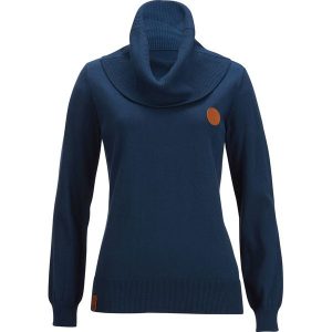 Sweter z dzianiny o splocie drobnych oczek, z szerokim golfem. Niebieskie golfy bonprix, bez wzorów, z dzianiny. Za 99,99 zł.