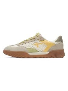 Tamaris Sneakersy w kolorze beżowo-żółto-zielonym rozmiar: 36. Brązowe trampki Tamaris, bez wzorów, z materiału, bez zapięcia. Za 149,31 zł.