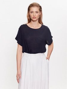 Kaffe Bluzka Amber Stanley 10500781 Granatowy Loose Fit. Niebieskie bluzki Kaffe, bez wzorów, z wiskozy, bez kołnierzyka, bez ramiączek. Za 99,99 zł.