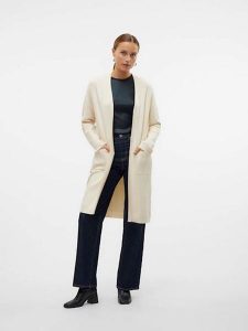 Vero Moda Kardigan "Saba" w kolorze kremowym rozmiar: S. Brązowe kardigany Vero Moda, ze splotem. Za 83,42 zł.