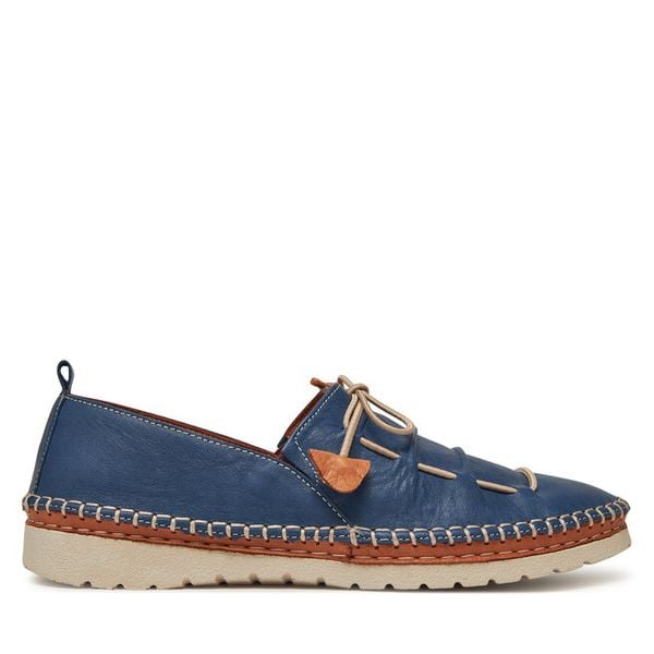 Półbuty Manitu. Niebieskie półbuty Manitu, bez wzorów, bez obcasa, na płaskiej podeszwie, bez zapięcia. Za 189,99 zł.