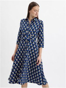 Orsay Sukienka w kolorze czarno-niebiesko-białym rozmiar: 38. Białe sukienki Orsay, bez wzorów, z tkaniny, bez kołnierzyka, bez ramiączek, midi. Za 87,95 zł.