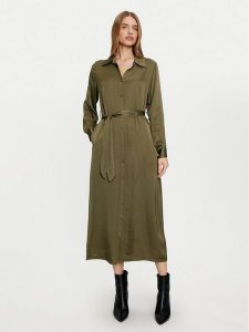 Haveone Sukienka koszulowa AWG-M017 Zielony Regular Fit. Zielone kombinezony Haveone, m, bez wzorów, z wiskozy, bez kołnierzyka, bez ramiączek. Za 389,99 zł.