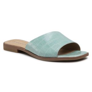 Klapki Lasocki. Zielone klapki Lasocki, bez wzorów, bez obcasa. Za 57,99 zł.