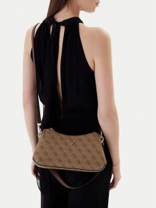 Guess Torebka Noelle II Mini HWBG96 72730 Brązowy. Brązowe torebki klasyczne Guess, z aplikacjami, z materiału, bez dodatków. Za 589,99 zł.