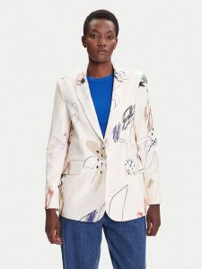 Desigual Marynarka Arty 25WWEW21 Biały Regular Fit. Białe marynarki i żakiety Desigual, xl, bez wzorów, z bawełny. Za 359,99 zł.