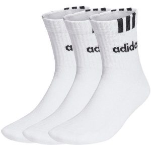 Skarpety adidas 3-Stripes Linear Half-Crew Cushioned 3P. Białe skarpetki ADIDAS, bez wzorów. Za 37,00 zł.