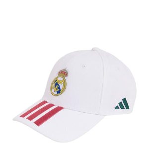 Czapka bejsbolowa Real Madryt. Białe czapki ADIDAS, bez wzorów, z bawełny, eleganckie. Za 99,95 zł.