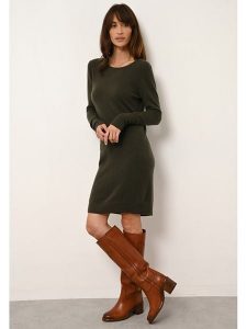 Just Cashmere Kaszmirowa sukienka "Susan" w kolorze khaki rozmiar: M. Czarne sukienki Just Cashmere, na co dzień, m, bez wzorów, z kaszmiru, bez kołnierzyka, bez ramiączek, maxi, proste. Za 423,06 zł.