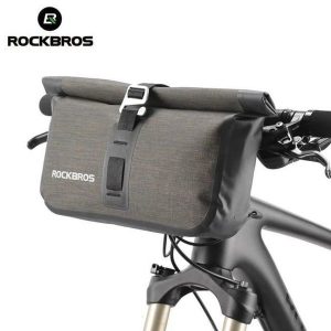 Wodoszczelna i elegancka torba na ramę rowerową. Brązowe torby podróżne i sportowe ROCKBROS, bez wzorów, z materiału, duże. Za 115,20 zł.