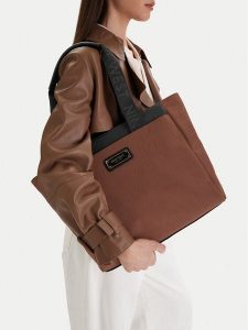 Nine West Torebka CEO-Brielle-LA374-4705 Brązowy. Brązowe shopper bag Nine West, bez wzorów, z materiału, bez dodatków. Za 249,99 zł.