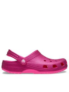 Crocs Klapki Classic Glitter Clog 205942 Różowy. Czerwone klapki Crocs, bez wzorów, z tworzywa sztucznego, bez obcasa. Za 259,99 zł.