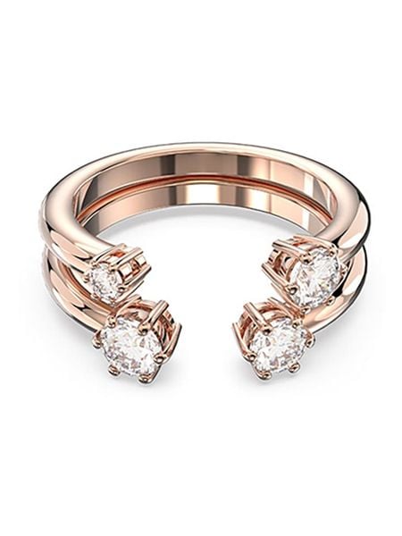 Swarovski Pozłacany pierścionek z cyrkoniami rozmiar: 50. Czerwone pierścionki Swarovski, z cyrkonią, metalowe. Za 183,15 zł.